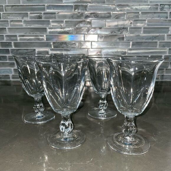 5 Canterbury Heavy Pressed Claret Dessert Wine Glasses Vintage 40's - Picture 2 of 4